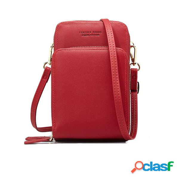 Women Artificial Leather Multi-compartment Crossbody Bag