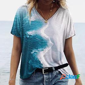 Womens Casual Holiday Weekend T shirt Tee Abstract Painting