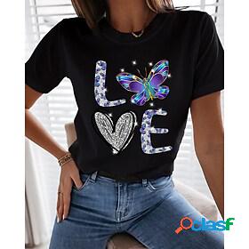 Womens Casual Valentine Weekend T shirt Tee Butterfly
