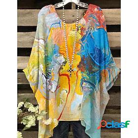 Womens Casual Weekend Shirt 3/4 Length Sleeve Graphic