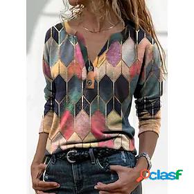 Womens Daily Sports T shirt Tee Long Sleeve Color Block V