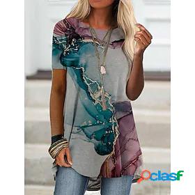 Womens Daily T shirt Tee Butterfly Short Sleeve Tie Dye