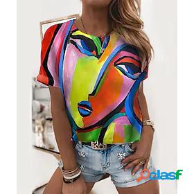 Womens Daily T shirt Tee Short Sleeve Graphic Patterned 3D