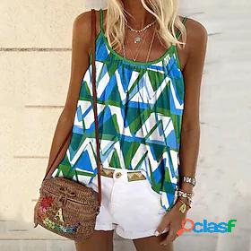 Womens Daily Weekend Camisole Tank Top Camis Geometric