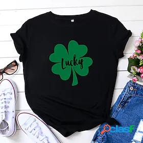 Womens Daily Weekend T shirt Tee Lucky Short Sleeve Graphic