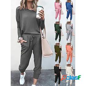 Womens Drawstring Athleisure Tracksuit Sweatsuit Jogging