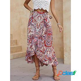 Womens Fashion Long Ankle-Length Swing Skirts Holiday