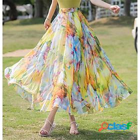 Womens Fashion Long Swing Skirts Holiday Vacation Floral /