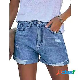 Womens Fashion Side Pockets Cut Out Jeans Shorts Hot Pants
