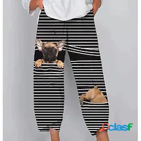 Womens Fashion Side Pockets Print Chinos Ankle-Length Pants