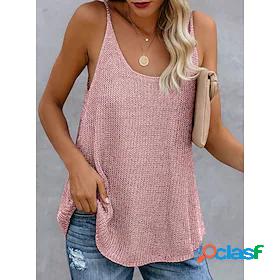 Womens Holiday Camisole Tank Top Color Block U Neck Basic