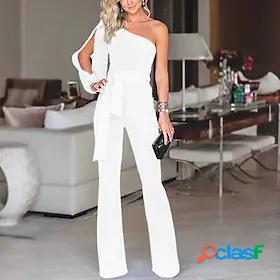 Womens Jumpsuit Solid Color Elegant Luxurious cold shoulder