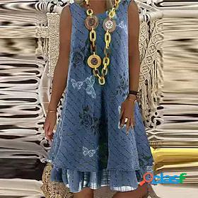 Womens Knee Length Dress Shift Dress Blue Purple Army Green