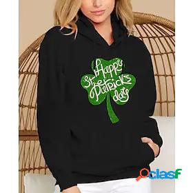 Womens Leaf Letter Hoodie Sweatshirt Front Pocket Print Hot