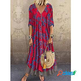 Womens Maxi long Dress A Line Dress Green Gray Red Half