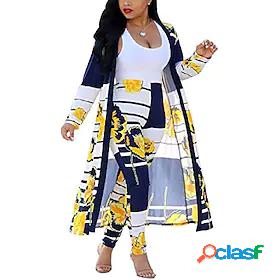 Womens Overall Floral 2 Piece Casual Open Front Party Daily