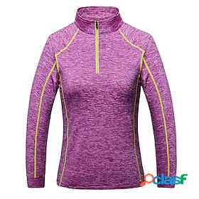 Womens Running Shirt Winter Solid Colored Violet Fuchsia