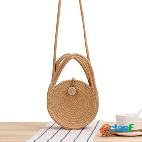 Womens Straw Bag Beach Bag Straw Crossbody Bag Top Handle