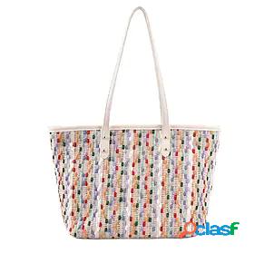 Womens Straw Bag Beach Bag Straw Tote Zipper Going out