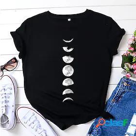 Womens T shirt Basic Print Basic Simple T-shirt Sleeve Round