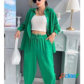 Womens Tracksuit Shirt Collar Solid Color Sport Athleisure