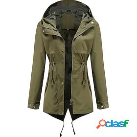 Women's Trench Coat Hoodied Jacket Fall Winter Spring Street