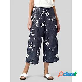 Womens Yoga Pants High Waist Capri Pants Bottoms Wide Leg