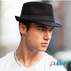 cappello fedora classico da uomo in tessuto tinta unita in