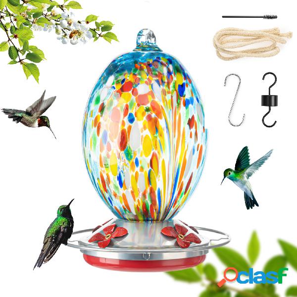 gracosy Hummingbird Feeders for Outdoors, Hand Blown Glass