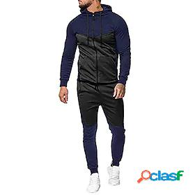 mens sport sweat sants sweatshirt suit, slim fit zip hoodie