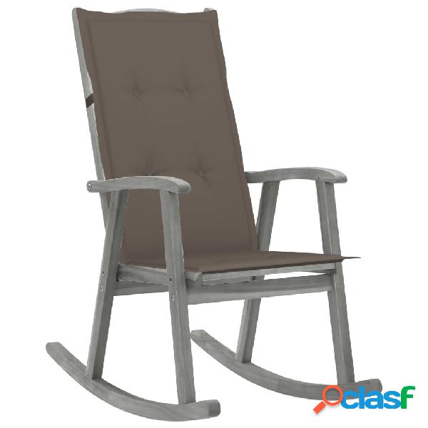 vidaXL 3064217 Rocking Chair with Cushions Grey Solid Acacia