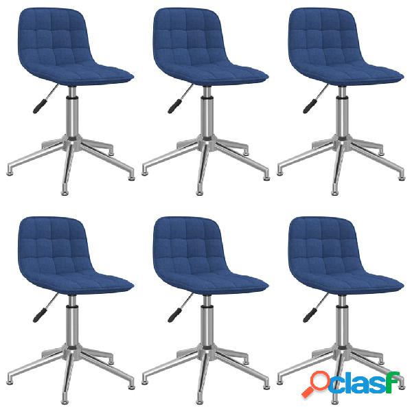 vidaXL 3086795 Swivel Dining Chairs 6 pcs Blue Fabric