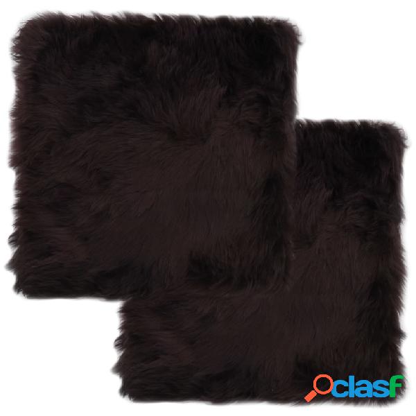 vidaXL Cuscini per Sedie 2 pz Marrone 40x40cm in Vera Pelle