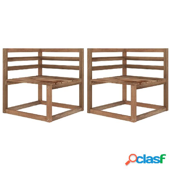 vidaXL Divani Angolari Pallet da Giardino 2 pz Marrone Pino