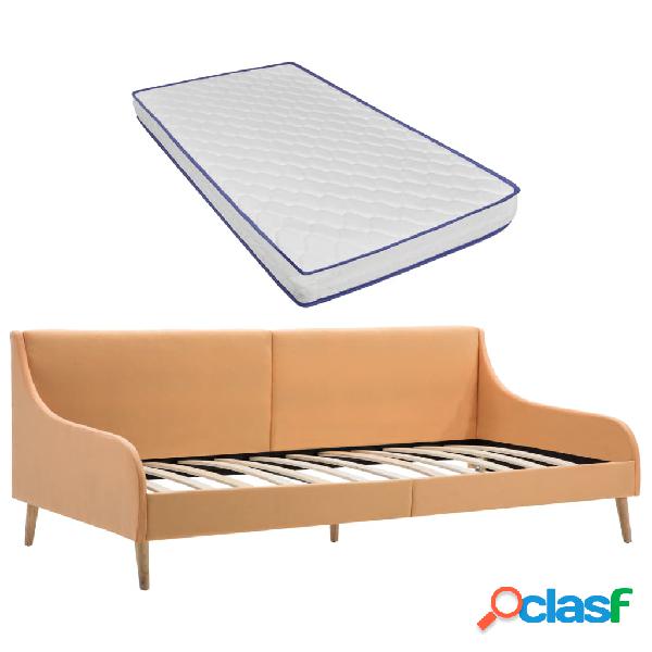 vidaXL Divano Letto con Materasso Memory Foam Arancione in