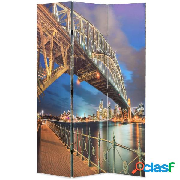 vidaXL Paravento Pieghevole 120x170 cm Stampa Harbour Bridge