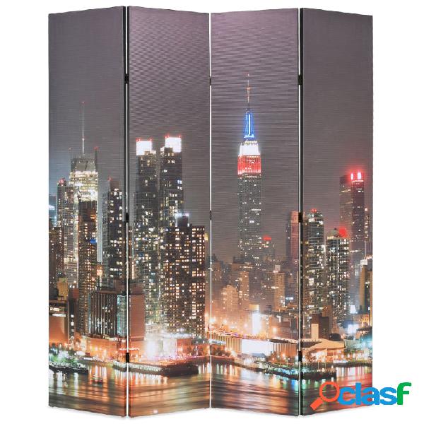 vidaXL Paravento Pieghevole 160x170 cm Stampa New York di