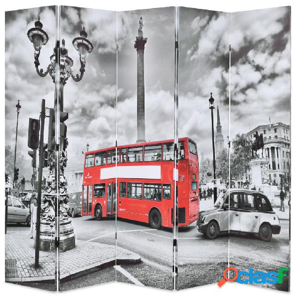 vidaXL Paravento Pieghevole 200x170 cm Stampa Bus Londra