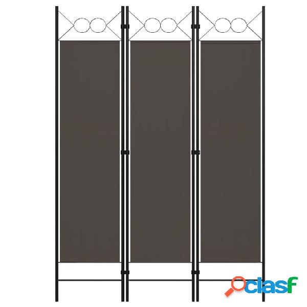 vidaXL Paravento a 3 Pannelli Antracite 120x180 cm