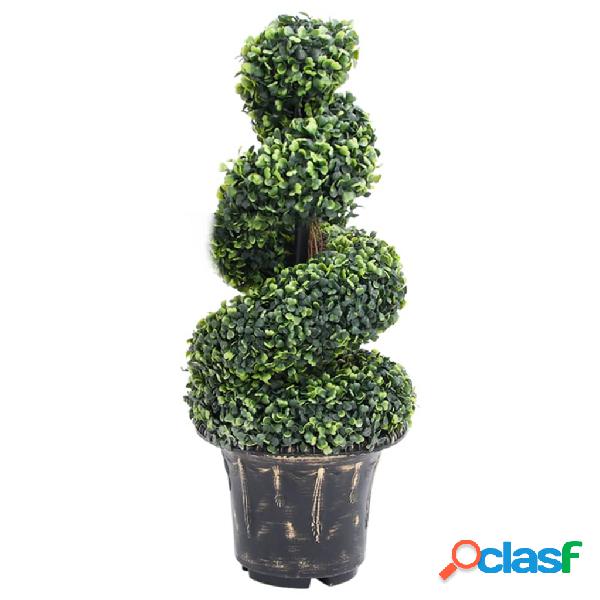 vidaXL Pianta di Bosso Artificiale a Spirale con Vaso Verde