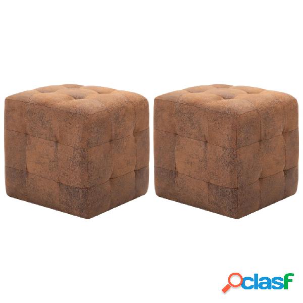 vidaXL Pouf 2 pz Marrone 30x30x30 cm in Similpelle