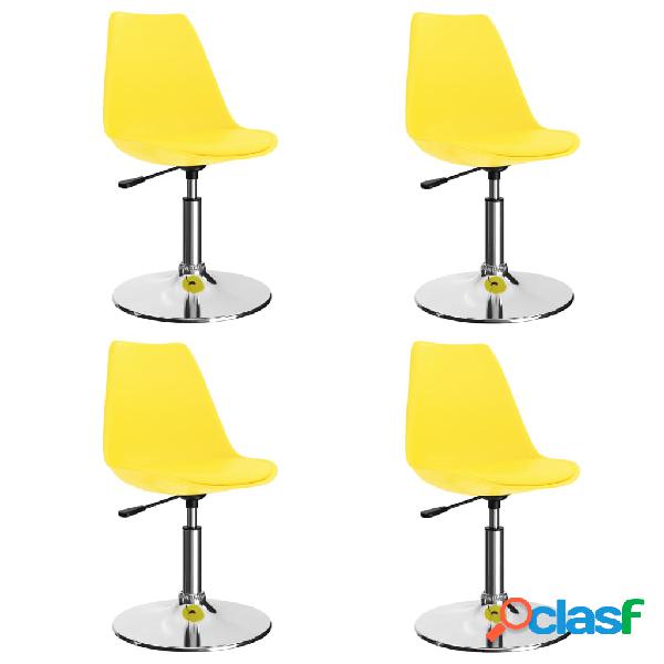 vidaXL Sedie Girevoli da Pranzo 4 pz Gialle in Pelle