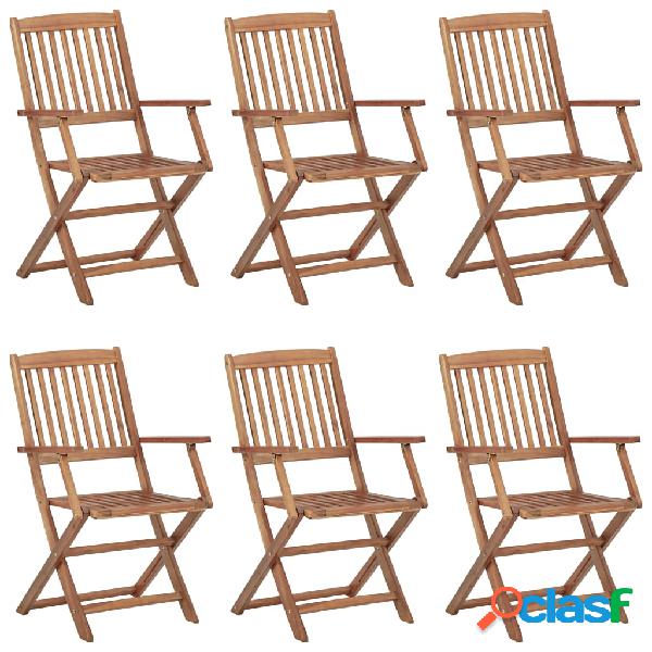 vidaXL Sedie da Giardino Pieghevoli 6 pz in Legno Massello