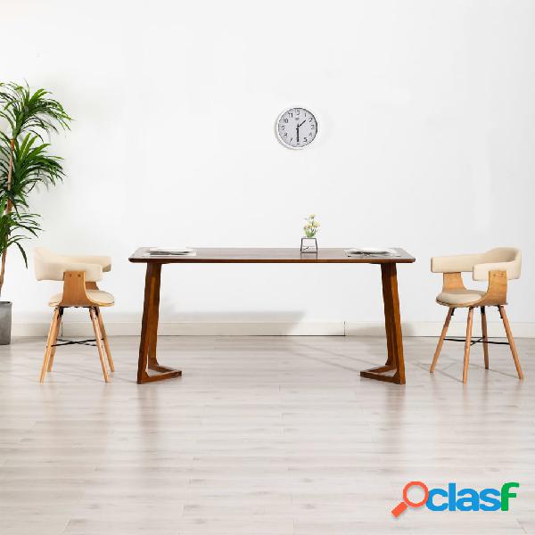 vidaXL Sedie da Pranzo 2 pz Crema in Similpelle e Legno