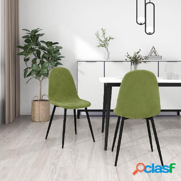 vidaXL Sedie da Pranzo 2 pz Verde Chiaro in Velluto