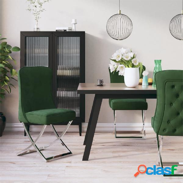 vidaXL Sedie da Pranzo 2 pz Verde Scuro 53x52x98 cm in