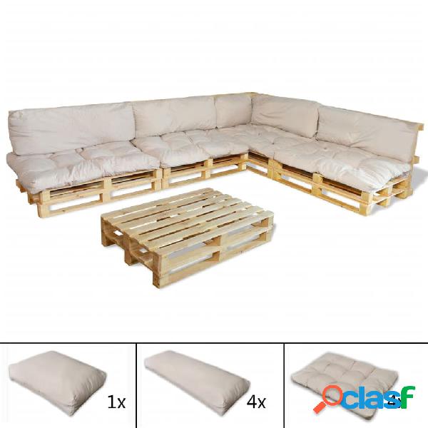 vidaXL Set 9 cuscini per set divano con pallet bianco sabbia