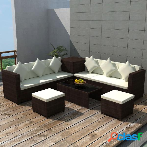 vidaXL Set Divani da Giardino 8 pz con Cuscini in Polyrattan