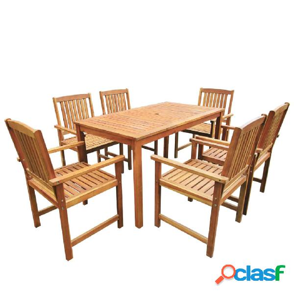 vidaXL Set da Pranzo da Giardino 7 pz in Legno Massello di
