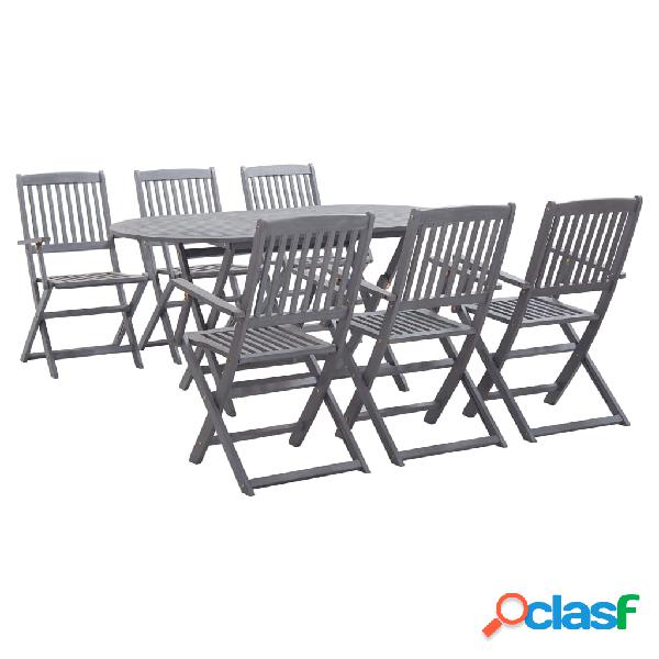 vidaXL Set da Pranzo per Giardino 7 pz Legno Massello di